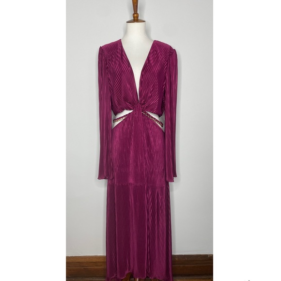 NWT Ramy Brook Kimberly Plisse Cutout High-Low Dress - Picture 3 of 10